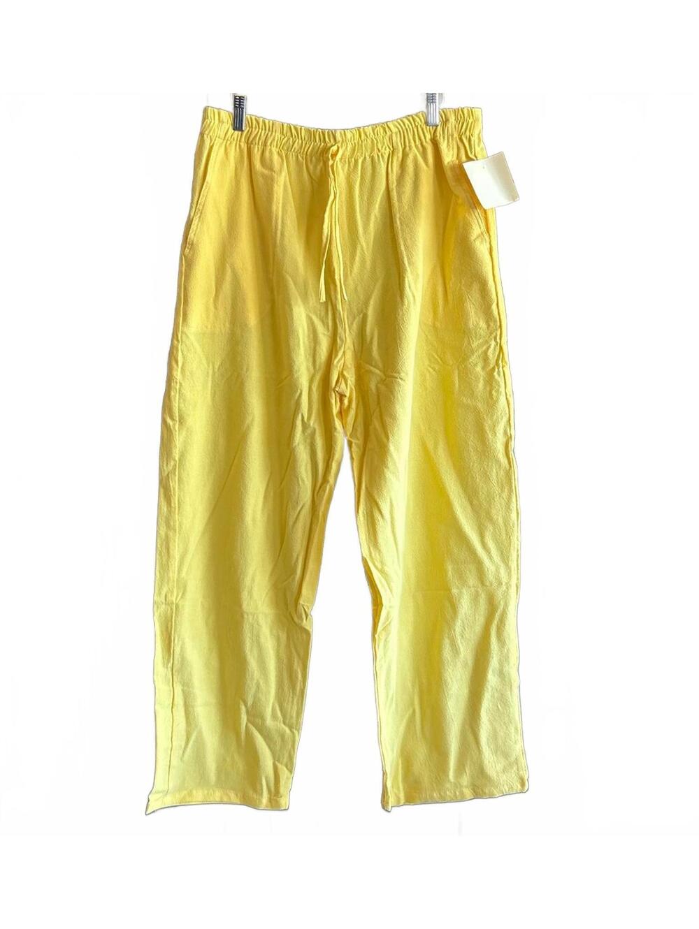 NWT B'Gauze Women's Casual Pants Size S/M Yellow 100% Cotton Elastic Waist Boho - Picture 2 of 4